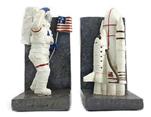 Load image into Gallery viewer, Astronaut Bookends Outer Space Rocket Ship Meteorite 7 Inch Tall
