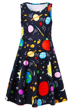 Load image into Gallery viewer, Girls Galaxy Dresses Black Space
