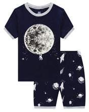 Load image into Gallery viewer, KikizYe Little Boys Glow in The Dark Moon Space Pajamas Short Sets 100% Cotton Kid Summer Sleepwear Pjs 7
