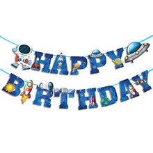 Load image into Gallery viewer, Blue Happy Birthday Banner - Party Decorations - Space Ship Theme
