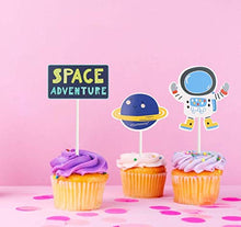 Load image into Gallery viewer, 24 Pcs Space Rocket Cupcake Topper,Planet,Astronaut and Spacecraft Cake Decorations for Kids Birthday Space Theme Party.
