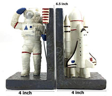 Load image into Gallery viewer, Astronaut Bookends Outer Space Rocket Ship Meteorite 7 Inch Tall
