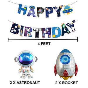 Outer Space Birthday Party Supplies 77Pcs Rocket Blast Off Party Decorations Set for Kids Birthday