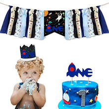 Load image into Gallery viewer, Outer Space Spaceship Theme 3 in 1 Birthday Party Supplies, Outer Space Astronaut First Birthday Decorations Kit
