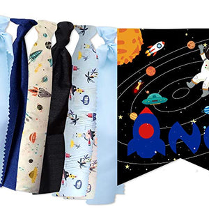 Outer Space Spaceship Theme 3 in 1 Birthday Party Supplies, Outer Space Astronaut First Birthday Decorations Kit
