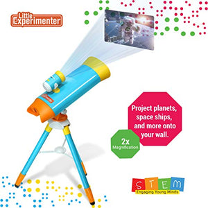 Little Experimenter Telescope for Kids – Children Telescope + Projector and 24 Space Images, Including Educational Activity Book – Great Educational and Space Toy for Kids