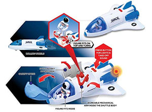 Astro Venture Space Shuttle Toy - Plastic White Spaceship for Kids with Lights and Sound - Astronaut Figure, Openable Cockpit and Compartment, Extended Arm - Fun Space Toys for any Mission & Adventure