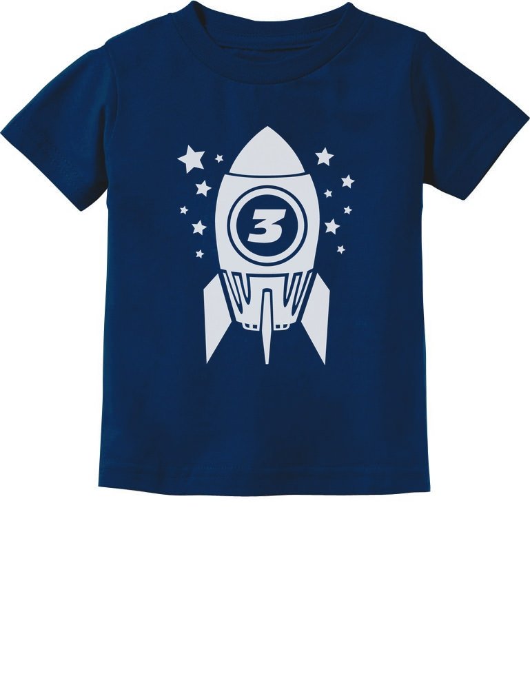 3 Years Old Space Rocket Toddler Infant Kids T-Shirt Navy
