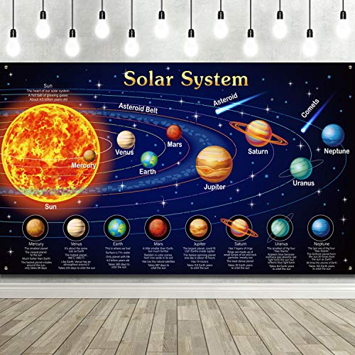 Solar System Decorations Large Fabric Outer Space Poster Banner Space Theme Backdrop Background for Kids Birthday Party