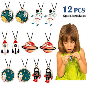 Outer Space Party Favors Supplies Space Toys, Slap Bracelets Tattoo Stickers Bouncy Ball Helicopter Keychains Space Pendant Gift Bag Accessories Birthday Party for Kids