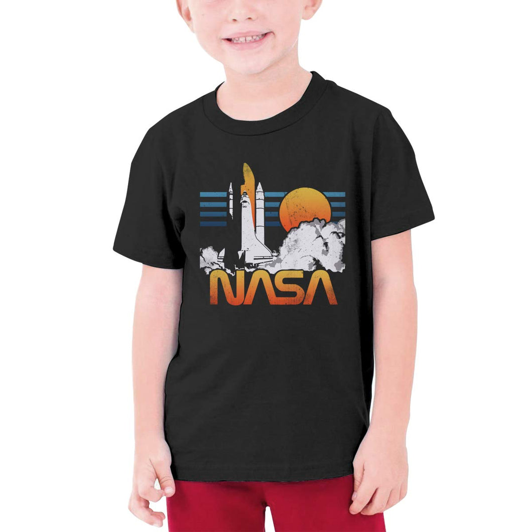 Weibing Boys Girls NASA Space Shuttle T-Shirts Cotton Short Sleeve Youth Kids Top Tees