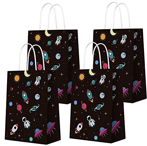 Outer Space Gift Bags Planet Galaxy Outer Space Astronaut Party Favor Bags Treat Bags for Kids Birthday Space Theme Party Supplies(16PCS)