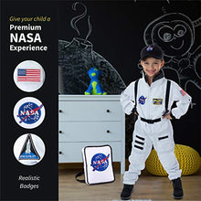 Load image into Gallery viewer, Born Toys Premium Deluxe Astronaut Costume for Kids Ages 3-7 with NASA Bag and Hat White
