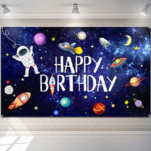 Load image into Gallery viewer, Outer Space Happy Birthday Photography Background - Astronaut Rocket Backdrop Banner - for Children&#39;s Birthday
