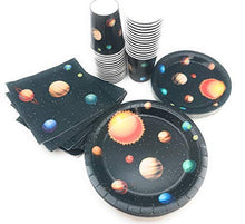 Load image into Gallery viewer, Serves 30 | Complete Party Pack | Outer Space | 9&quot; Dinner Paper Plates | 7&quot; Dessert Paper Plates | 9 oz Cups | 3 Ply Napkins | Outer Space Party Theme
