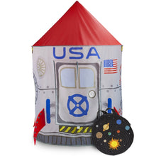 Load image into Gallery viewer, Space Adventure Roarin&#39; Rocket Play Tent with Milky Way Storage Bag

