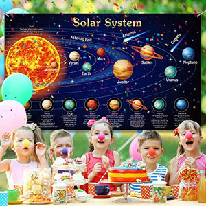 Solar System Decorations Large Fabric Outer Space Poster Banner Space Theme Backdrop Background for Kids Birthday Party