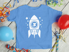 Load image into Gallery viewer, 3 Years Old Space Rocket Toddler Infant Kids T-Shirt Navy
