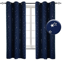 Load image into Gallery viewer, BGment Navy Star Blackout Curtains for Kid&#39;s Bedroom - Grommet Thermal Insulated Room Darkening Printed Curtains for Living Room, Set of 2 Panels (42 x 63 Inch, Dark Blue)

