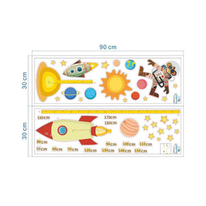 decalmile Space Planets Rocket Height Chart Stickers Kids Room Wall Decor Removable Measurement Wall Decals for Kids Bedroom Nursery Baby Room Classroom