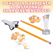 Load image into Gallery viewer, ArtCreativity Astronaut and Space Shuttle Pencil Sharpeners for Kids, Set of 2, Durable Die Cast Metal, Fun School Supplies for Boys and Girls, Space-Themed Birthday Party Favors, Teacher Rewards
