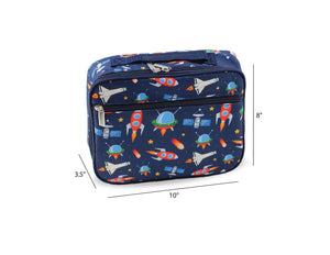 Kids Space Lunch Box Insulated for Little Boys Girls Toddlers Preschool Kindergarten Insulated Supplies for Back to School Supplies Lunchbox with Matching Sandwich Cutter (Outer Space Rocket Ships)