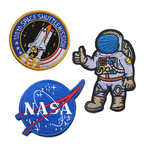 Joylish 3 Set Large NASA and Astronaut Iron on Patches, Decorative Sew on Pacth Badges for DIY Clothing Jeans Backpack Jackets - NASA, Astronaut and Shuttle