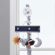 Load image into Gallery viewer, Lambs &amp; Ivy Milky Way Musical Baby Crib Mobile - Blue/Navy/Gray Space Theme
