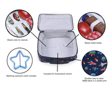 Load image into Gallery viewer, Kids Space Lunch Box Insulated for Little Boys Girls Toddlers Preschool Kindergarten Insulated Supplies for Back to School Supplies Lunchbox with Matching Sandwich Cutter (Outer Space Rocket Ships)
