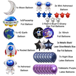 UFO Outer Space Decorations Party Supplies Foil Balloons Boy Birthday Baby Shower Chrome Blue Black Galaxy Astronaut Airship Space Theme Baby Shower (Blue)
