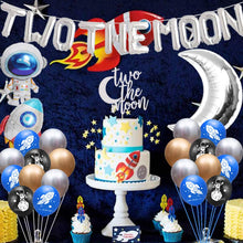 Load image into Gallery viewer, Two the Moon Birthday Party Supplies 2 the Moon Space Balloons Outer Space Banner Two the Moon Cake Topper Galaxy Astronaut Space Man Robot UFO Theme Baby 2nd Birthday Party Supplies Decorations
