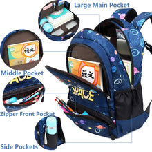 Load image into Gallery viewer, School Backpacks Boys Space Astronaut Backpack with Lunch Bag and Pencil Case Kid Backpacks for Boys 3 in 1 School Bag for Elementary Preschool (Space Blue Set)
