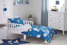 Load image into Gallery viewer, Bloomsbury Mill - 4 Piece Toddler Comforter Set - Outer Space, Rocket &amp; Planet - Blue - Kids Bedding Set
