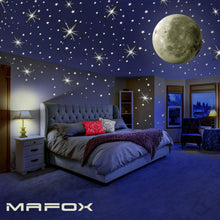 Load image into Gallery viewer, MAFOX Glow in The Dark Wall or Ceiling Stars with Moon Stickers – Luminous Decal Stickers for Simulated Moon Effect at Night – Ideal Kids Decor or Adults – Perfect Gift Kids Boys Girls
