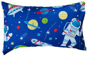 Bloomsbury Mill - 4 Piece Toddler Comforter Set - Outer Space, Rocket & Planet - Blue - Kids Bedding Set
