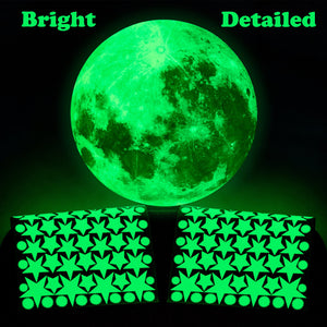 MAFOX Glow in The Dark Wall or Ceiling Stars with Moon Stickers – Luminous Decal Stickers for Simulated Moon Effect at Night – Ideal Kids Decor or Adults – Perfect Gift Kids Boys Girls